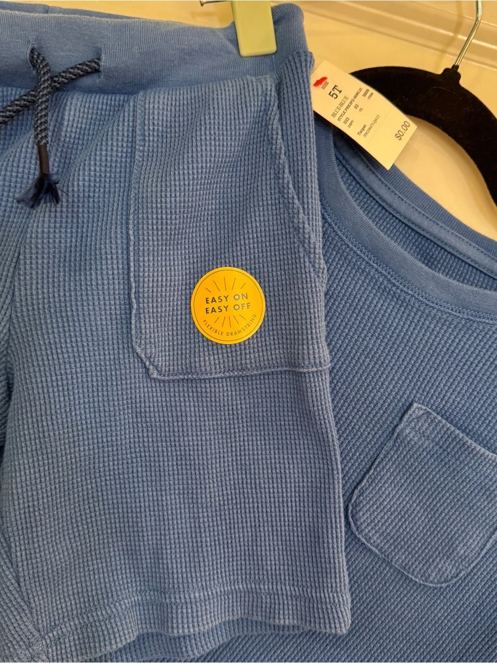 Cat & Jack 2 Pieces - Blue Ribbed Knit Tee  & Shorts Easy on/off - 5T Boys New